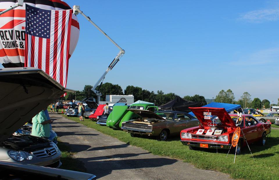 Classic cars line up at the 2021 Rally in the Valley hosted by Stability First.