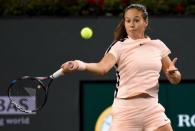 Mar 16, 2018; Indian Wells, CA, USA; Daria Kasatkina (RUS) as she defeated Venus Williams (not pictured) during her semifinal in the BNP Paribas Open at the Indian Wells Tennis Garden. Mandatory Credit: Jayne Kamin-Oncea-USA TODAY Sports