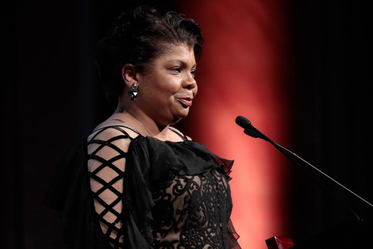 Journalist April Ryan accepts the WMC She Persisted Award onstage at the Women's Media Center 2017 Women's Media Awards: Cindy Ord/Getty Images for Women's Media Center