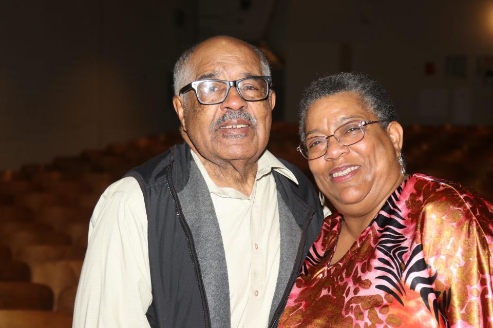 L.C. "Larry" Gipson and Sheila Arnold at a February 2024 Scarboro 85 storytelling event.