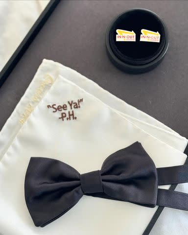 <p>Paul Giamatti/instagram</p> Paul Giamatti wears In-N-Out cufflinks to the 2024 Oscars