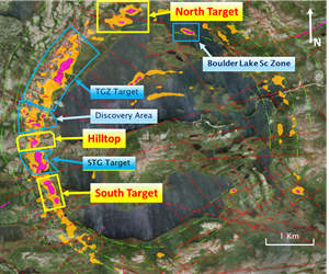 Exploration Targets over Ground Magnetic Map, Crater Lake Project, Québec