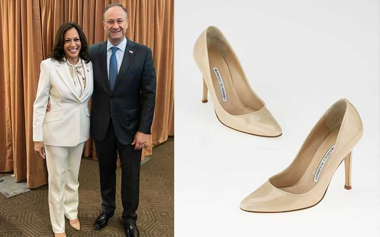 美國副總統當選人賀錦麗(Kamala Harris) 穿著Manolo Blahnik。（圖／kamalaharris IG，Manolo Blahnik提供）