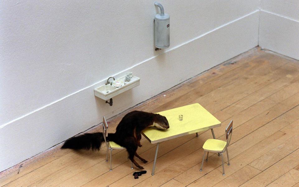 Maurizio Cattelan's Bidibidobidiboo, a squirrel that committed suicide in the Tate Gallery in London