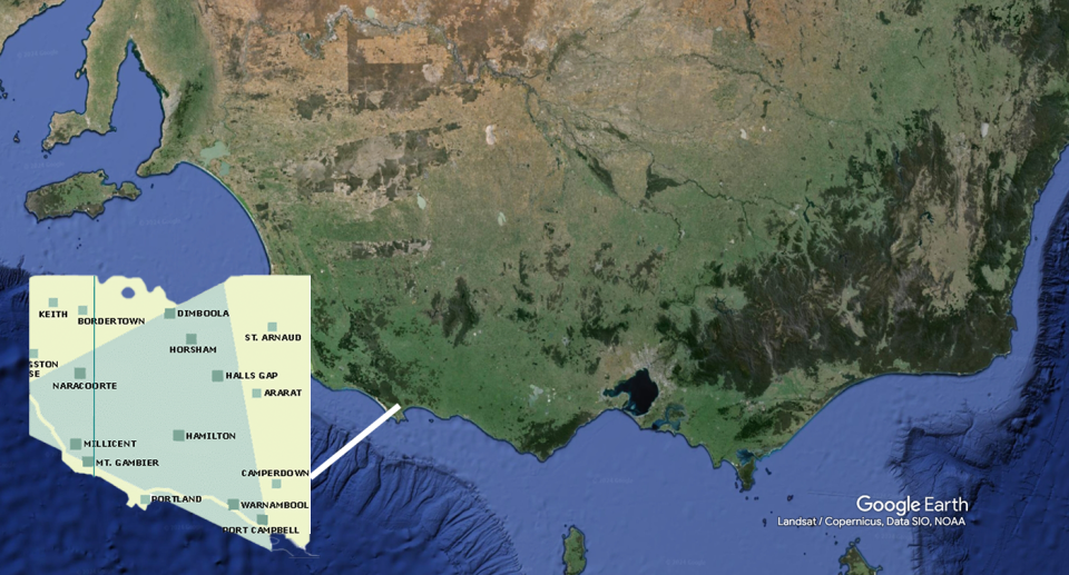 Map showing the location of the green Victoria Triangle.