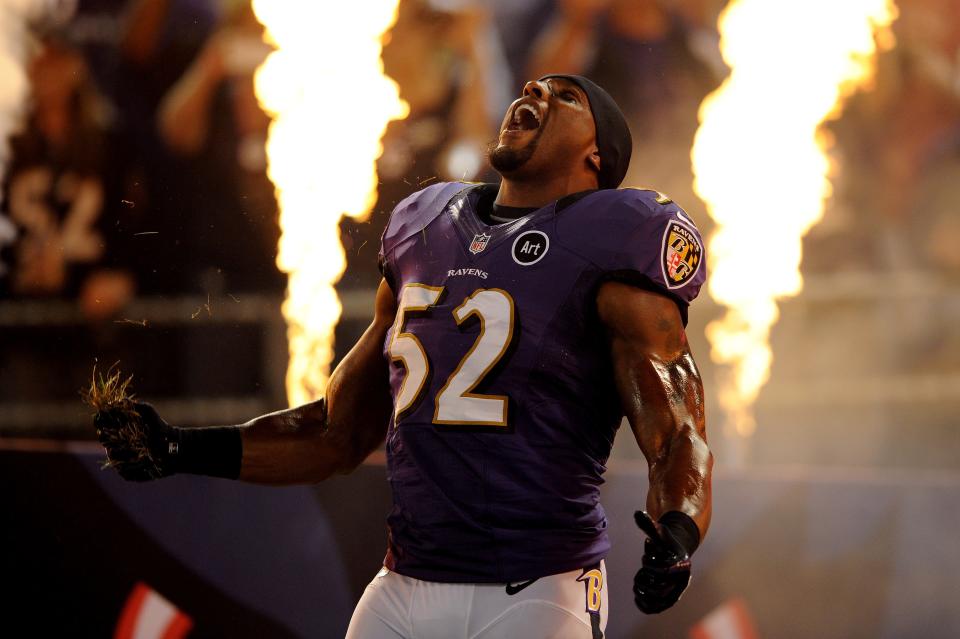 Baltimore Ravens NFL legend and former linebacker Ray Lewis was inducted into the Pro Football Hall of Fame in 2018.