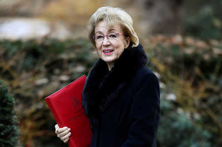 FILE PHOTO: Britain's Conservative Party's leader of the House of Commons Andrea Leadsom arrives at Downing Street in London, Britain, January 22, 2019. REUTERS/Toby Melville