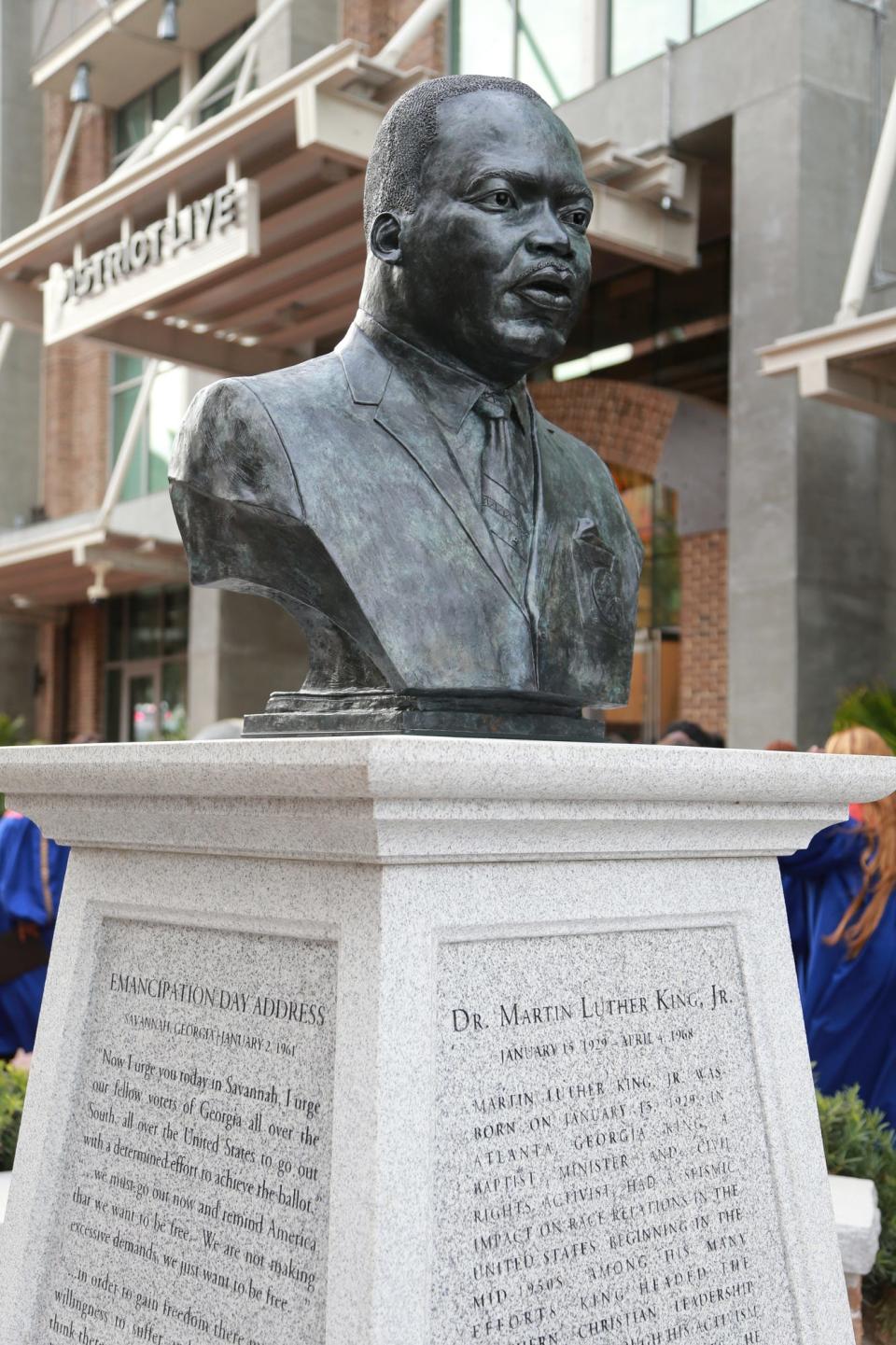Saturday before unveiling the Martin Luther King, Jr Commemorative Memorial at Plant Riverside District.