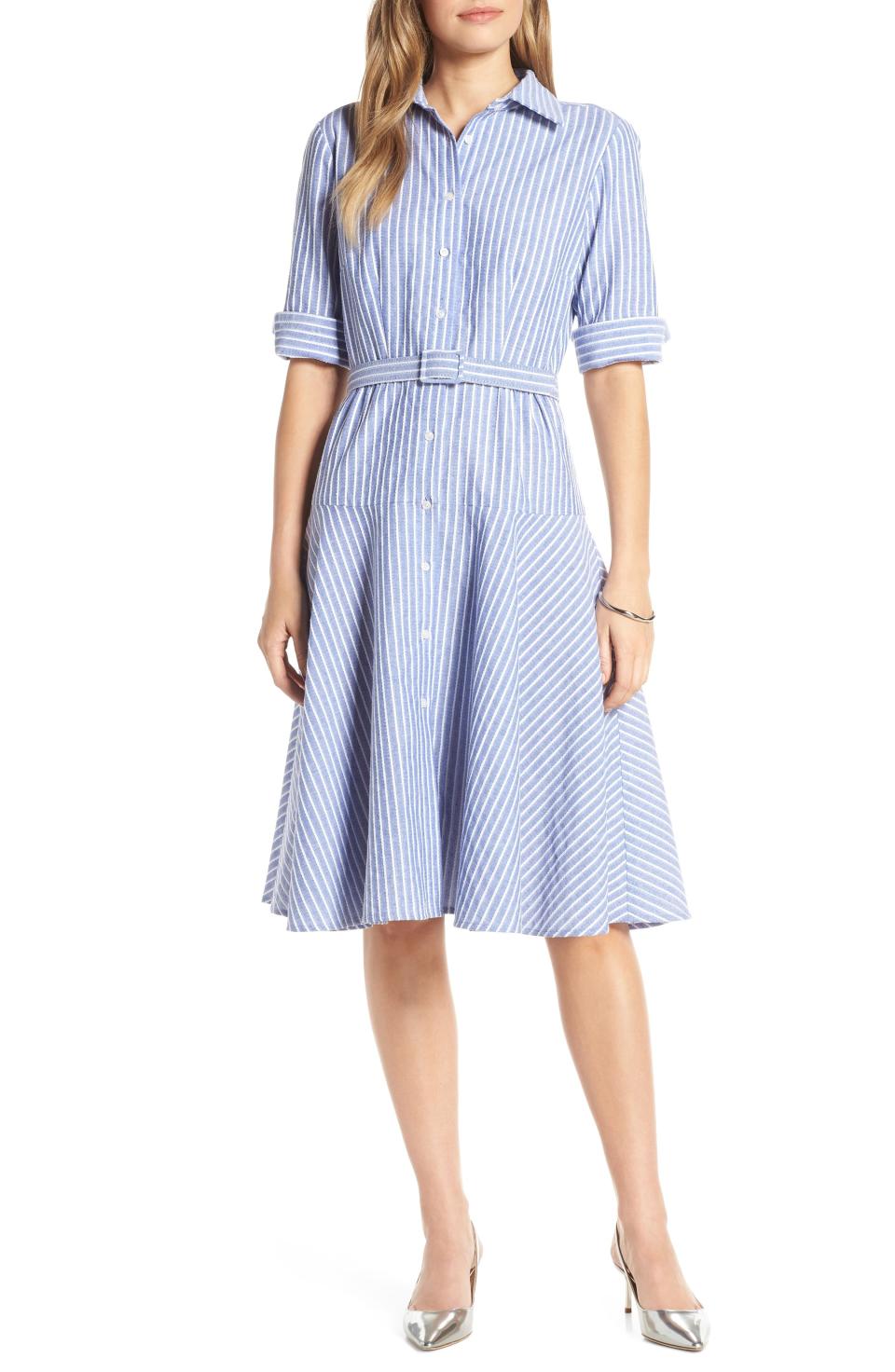 Stripe Belted Shirtdress