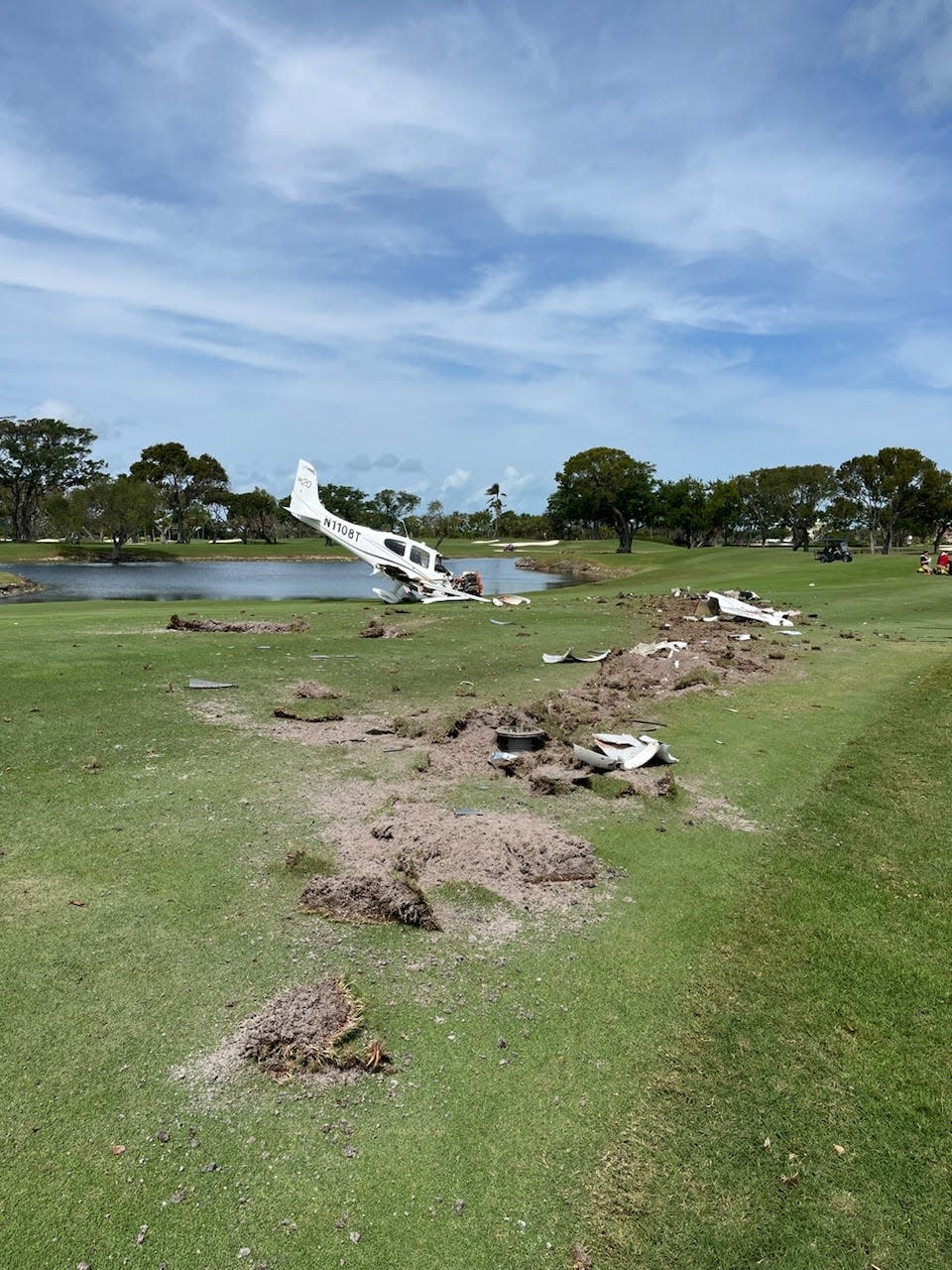 Scene from March 1, 2024 plane crash at the Ocean Reef Club in Key Largo.