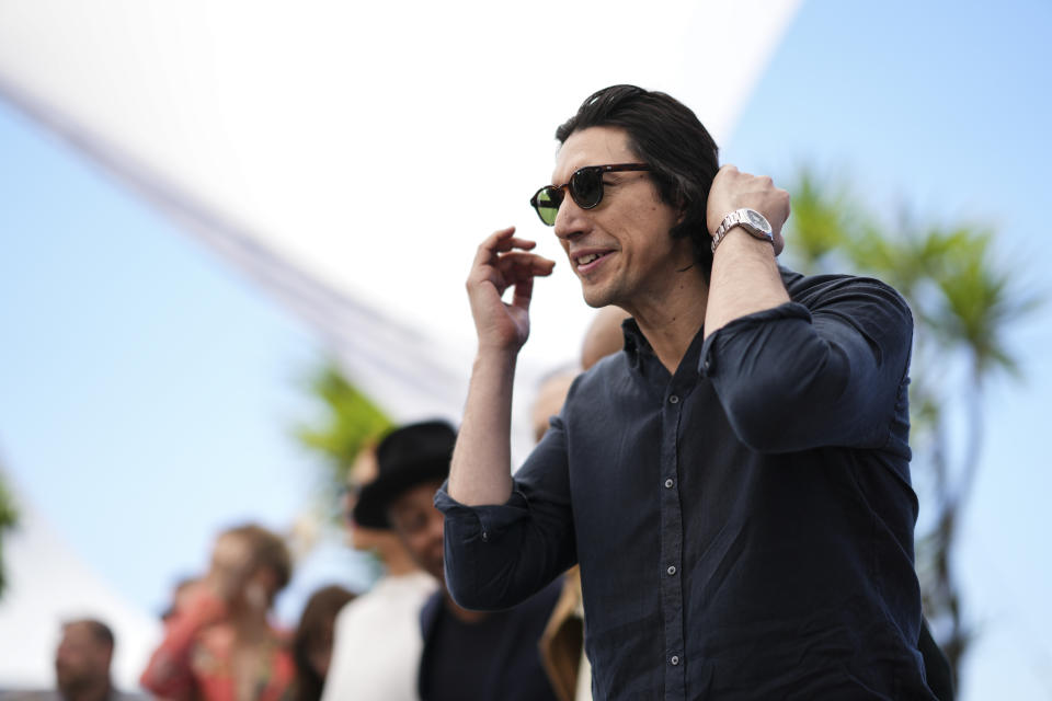 Adam Driver poses for photographers at the photo call for the film 'Megalopolis' at the 77th international film festival, Cannes, southern France, Friday, May 17, 2024. (Photo by Scott A Garfitt/Invision/AP)