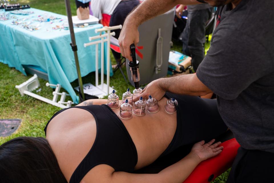 Healing modalities at Coco Market include spinal adjustments, cupping therapy sessions, massages and inner energy work.