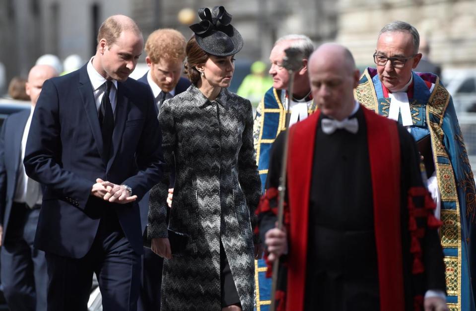 Prince William and Catherine, the Duchess of Cambridge, arrive at a Service of Hope at Westminster Abbey for the victims of the Westminster terror attack (Hannah McKay/Reuters)