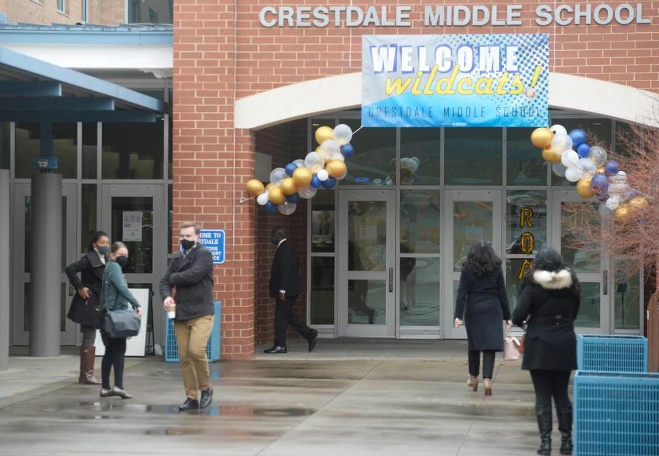 Crestdale Middle School in Matthews on Monday, February 22, 2021.
