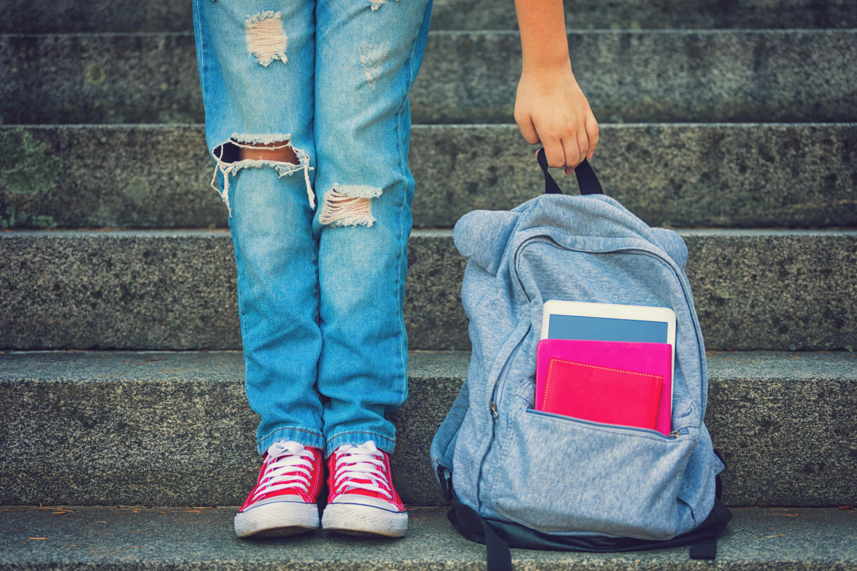 Student with backpack