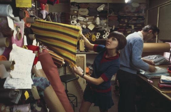 Quant selecting fabric in 1967 (Rolls Press Popperfoto Getty)