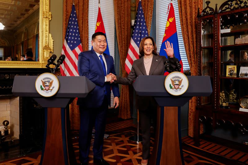 U.S. VP Kamala Harris meets with Mongolia's Prime Minister Oyun-Erdene Luvsannamsrai in Washington