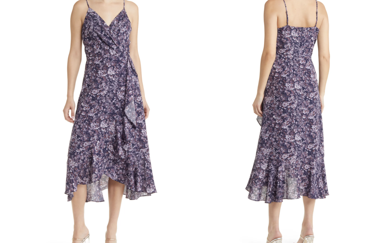 Nordstrom's Chelsea28 Faux Wrap Floral Midi Dress was just restocked in a bunch of flattering colourways.