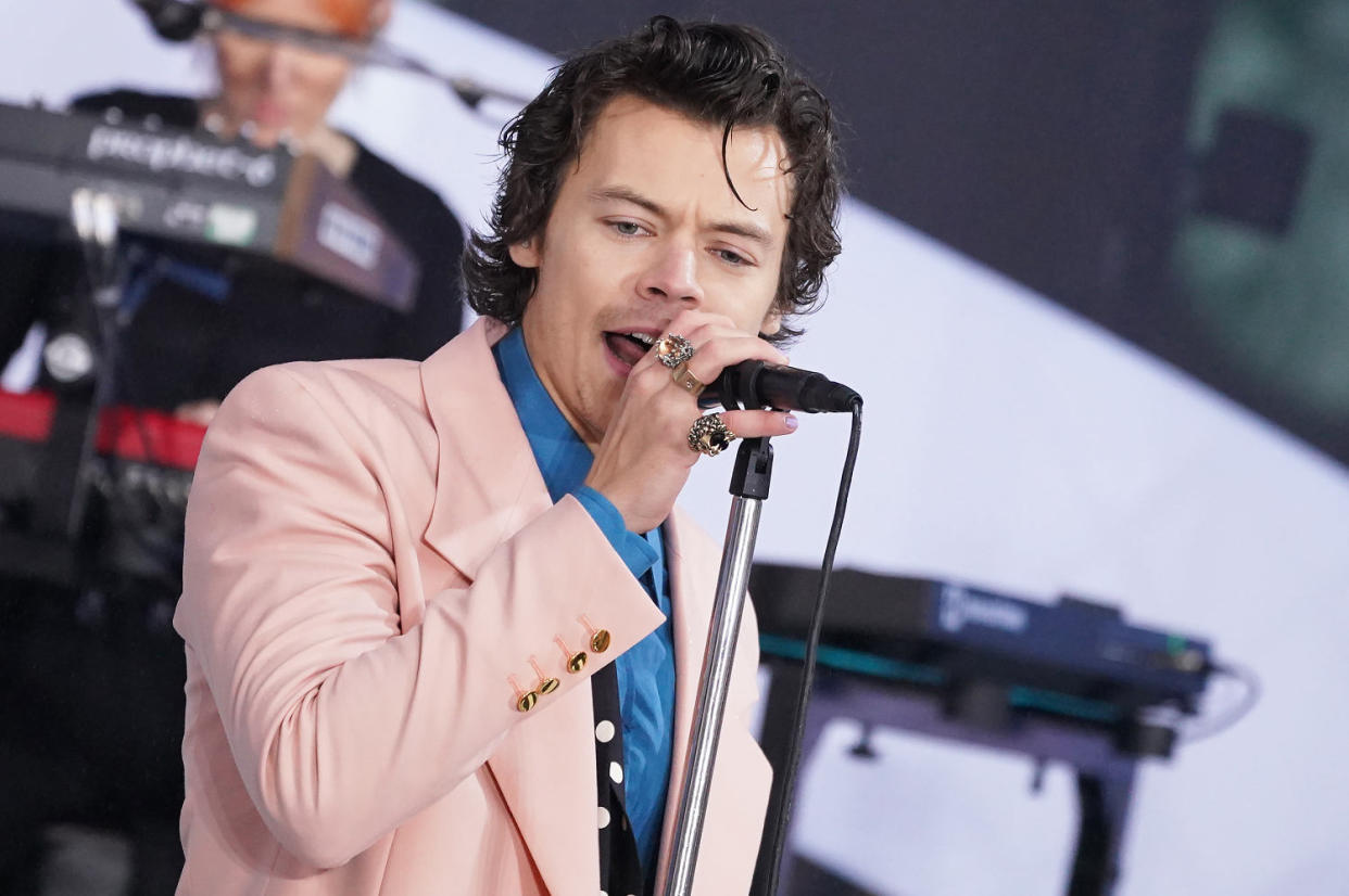 Harry Styles performs on February 26, 2020 in NYC.  (JNI/Star Max / GC Images)