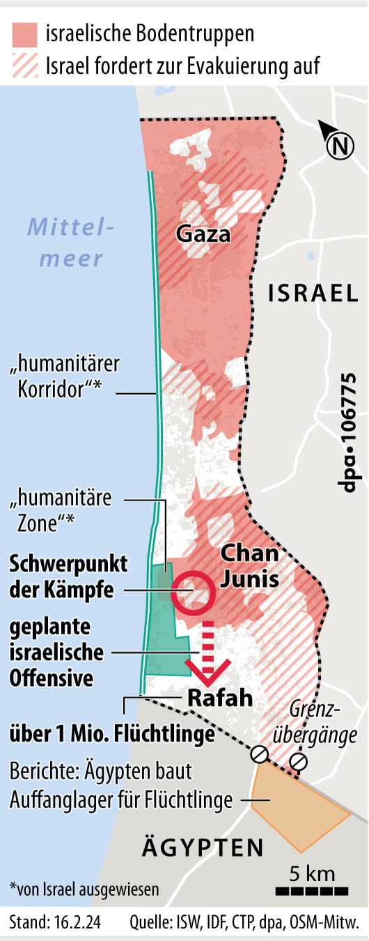 Militärische Lage im Gazastreifen; Grafik: B. Bolte/P. Massow//R. Mühlenbruch, Redaktion: B. Schaller/A. Brühl