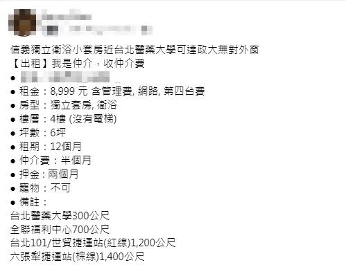 房仲表示，該套房位於4樓，大小為6坪。（圖／翻攝自《我想在台北租房子》）