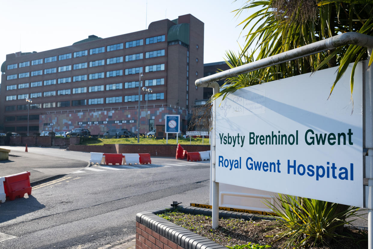 NEWPORT, UNITED KINGDOM - MARCH 26: A general view of the Royal Gwent Hospital on March 26, 2020 in Newport, United Kingdom. The Coronavirus (COVID-19) pandemic has spread to many countries across the world, claiming over 25,000 lives and infecting hundreds of thousands more. (Photo by Matthew Horwood/Getty Images)