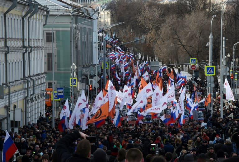 The march in Moscow in memory of slain opposition leader Boris Nemtsov drew some 15,000 people, according to estimates