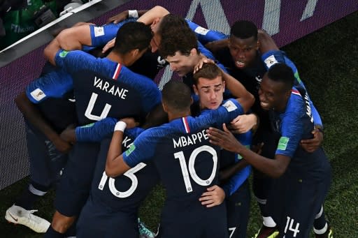 France players celebrate Samuel Umtiti's goal