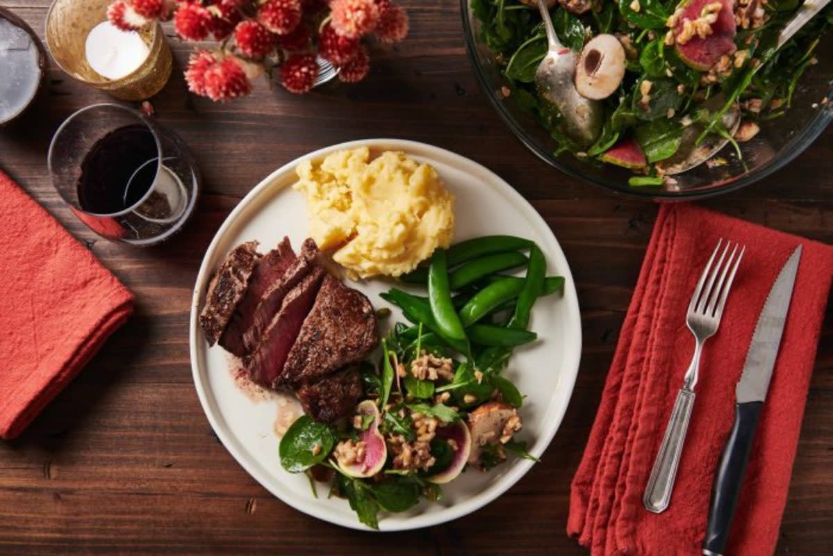 <p>Katie Workman</p><p>A simple perfectly cooked piece of filet mignon is one of the most indulgent and romantic dinners around.</p><p><strong>Get the recipe: <a href="https://themom100.com/recipe/how-to-cook-filet-mignon/" rel="nofollow noopener" target="_blank" data-ylk="slk:Perfect Filet Mignon;elm:context_link;itc:0;sec:content-canvas" class="link rapid-noclick-resp">Perfect Filet Mignon</a></strong></p>
