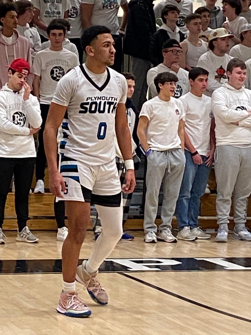 Justin LaChance finds some open space in the corner of the basketball court.