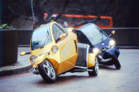 <p>Carver designer Chris van den Brink wanted to marry the comfort and weathertight abilities of a car to a motorcycle’s manoeuvrability. Thus it allowed the main body section to pivot from side to side like a bike while the rear portion with two wheels remained upright. This brief dictated a tandem two-seat layout to ensure the Carver remained narrow enough to achieve the 45-degree lean angles it needed for cornering. Power came from a 65bhp 660cc four-cylinder engine which could take it to 120mph.</p>