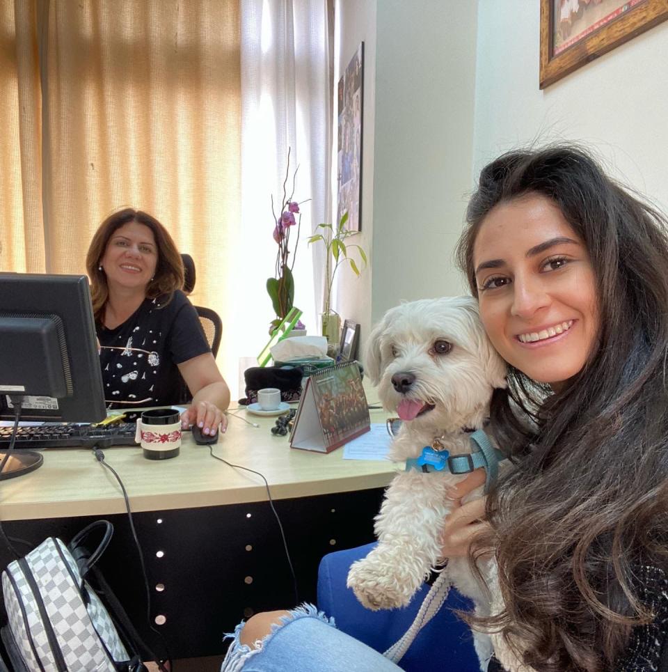 Lina Abu Akleh with her aunt, Shireen, in her office on May 2<span class="copyright">Courtesy of Lina Abu Akleh</span>