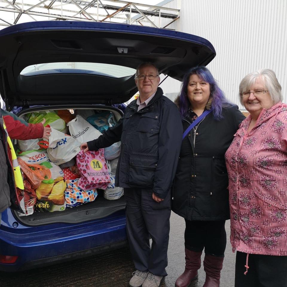 Volunteers at the food bank run by the Pontarddulais Partnership. (Catherine Evans/PA)