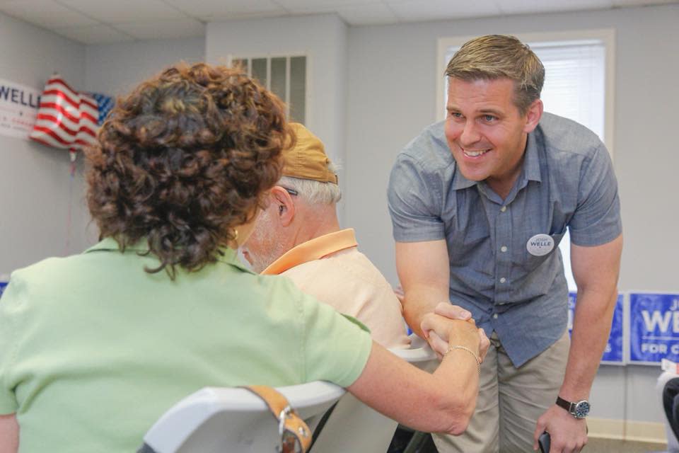 Josh Welle visits Ocean County, N.J., in this July 2018 photo posted on social media. (Photo: Jack Lavitz/Josh Welle For Congress via Facebook)