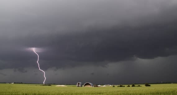 Lightning strikes an open field in Clearwater, Kansas. (Reuters)