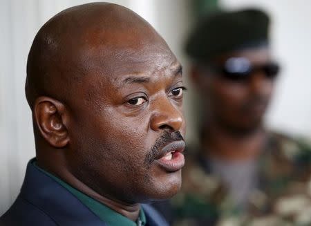 Burundi's President Pierre Nkurunziza speaks during a news conference in Bujumbura, Burundi, May 17, 2015. REUTERS/Goran Tomasevic