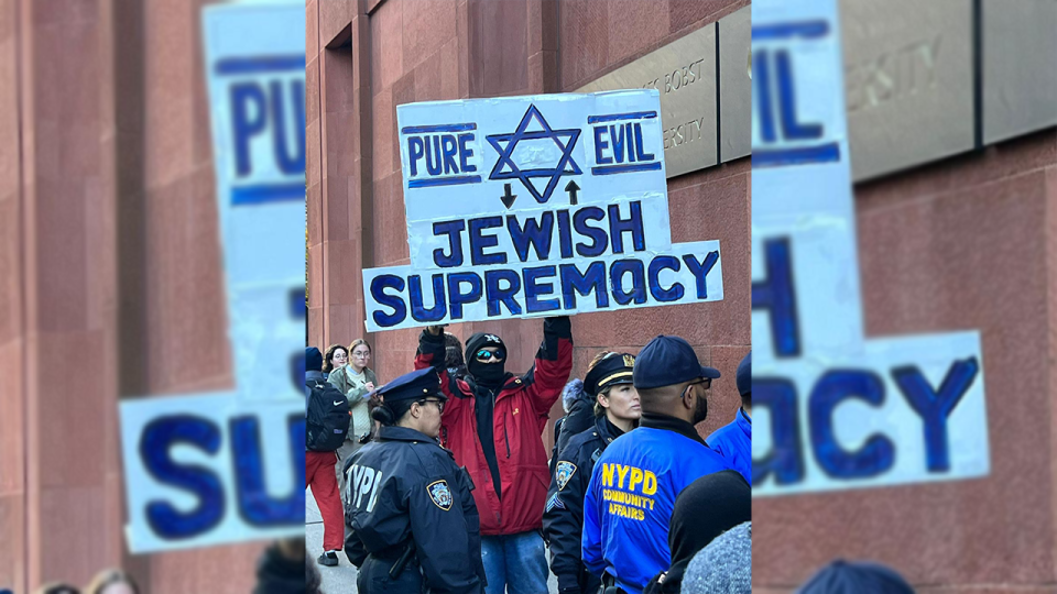 Protester NYU Jewish supremacy