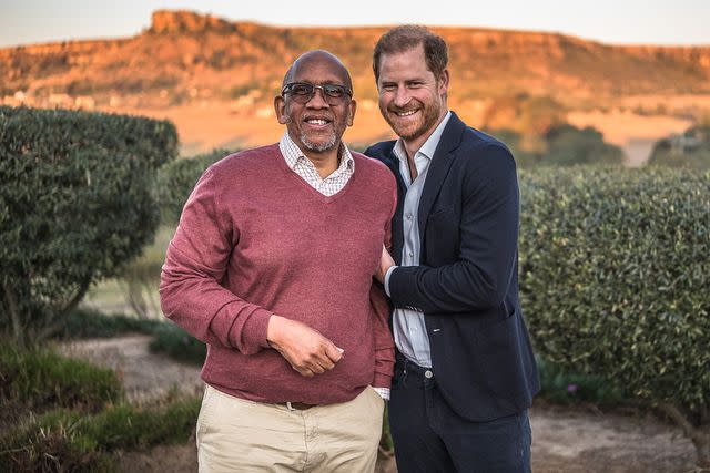 <p>Brian Otieno/Getty</p> Prince Seeiso and Prince Harry at a welcome event for Sentebale's Mamohato Childre's Centre in Maseru, Lesotho on Oct. 1, 2024.