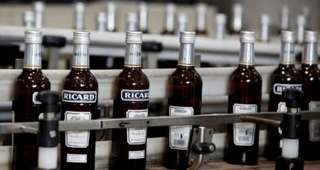 FILE PHOTO: Bottles of Ricard's aniseed-flavoured beverage are pictured at the Ricard manufacturing unit in Lormont, near Bordeaux