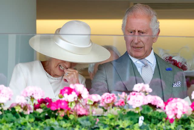 <p>Max Mumby/Indigo/Getty Images</p> Queen Camilla and King Charles at the Royal Ascot.