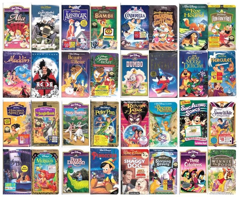 32 Disney VHS disney tapes collage