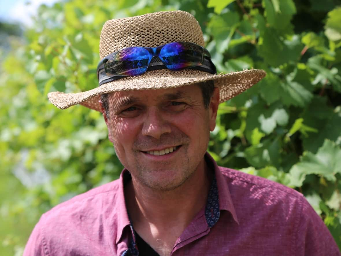 Charles Wolters is the farm and cellar manager at Oxley Estate Winery in Harrow, Ont. He says he keeps an eye out for the spotted lanternfly while he works. (Jacob Barker/CBC - image credit)