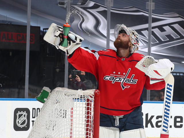 Goaltenders Braden Holtby #70 of the Washington Capitals and