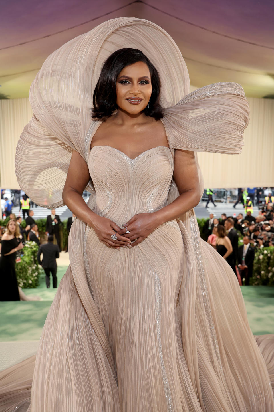 Mindy Kaling in Gaurav Gupta at the 2024 Met Gala. (Image via Getty Images)