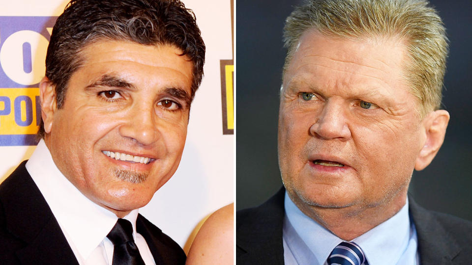 Pictured right is former Footy Show host Paul Vautin and Mario Fenech on the left.