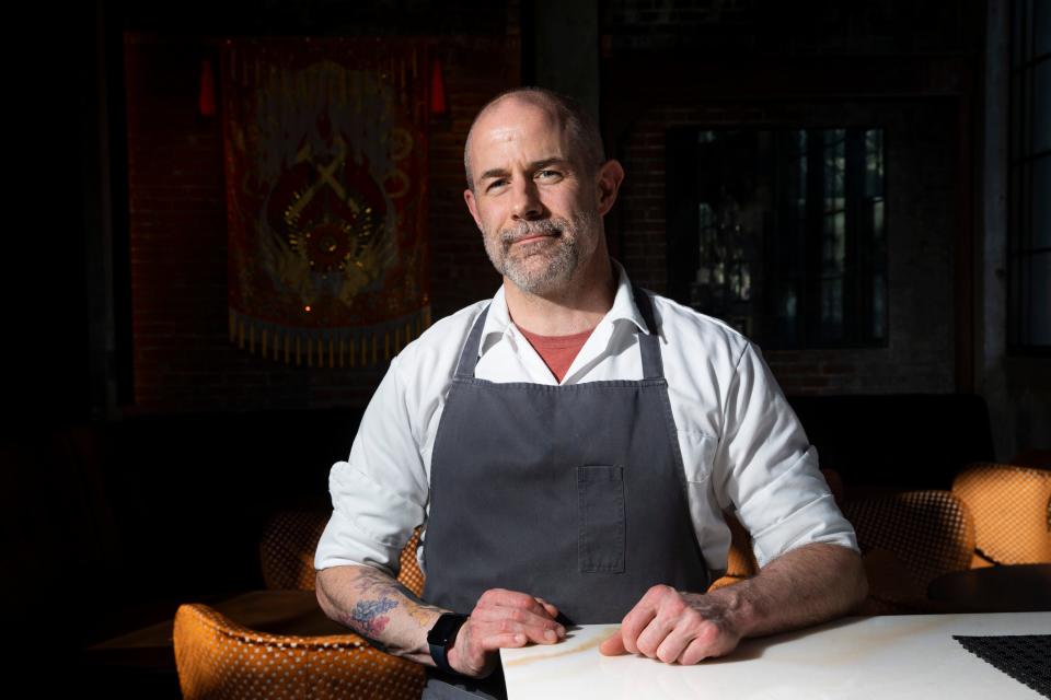 Chef Nate Henssler poses for a photo at Amelia Gene’s in Downtown Memphis, on Thursday, October 19, 2023.