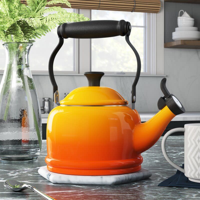 7) Le Creuset Enamel on Steel 1.25 qt. Whistling Stovetop Kettle