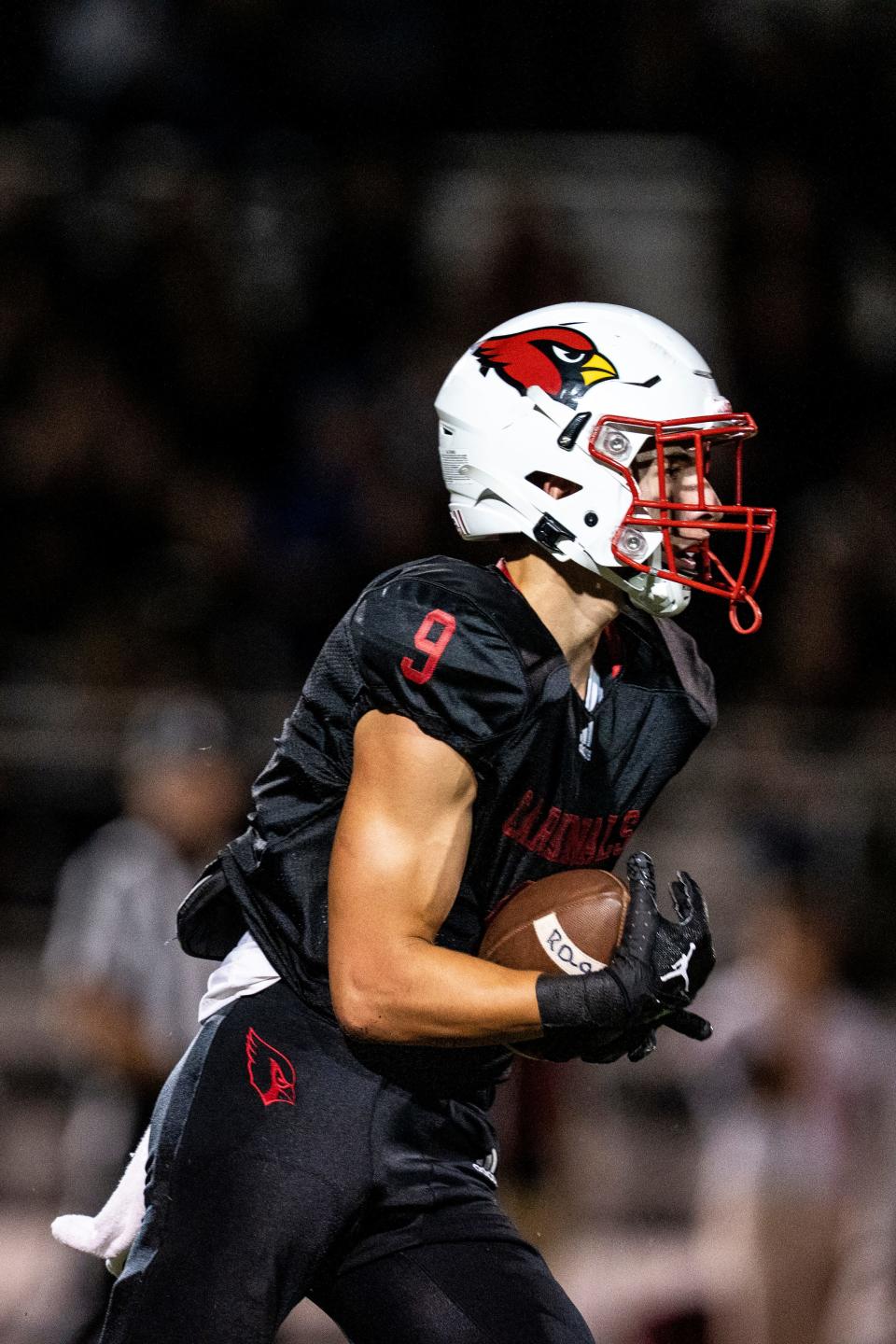 Westwood High School hosts River Dell in a football game in Washington Township on Friday September 16, 2022. W #9 Joe Klein catches the ball.