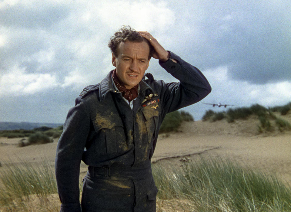 David Niven plays RAF Squadron leader Peter Carter who cheats death in the fantastic restoration of British classic ‘A Matter of Life and Death’ (Park Circus)