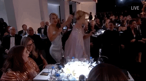 The Booksmart actress appeared to be in awe (and shocked) by Behrs' twerking moment during the awards show's opening singalong to "Just A Friend."